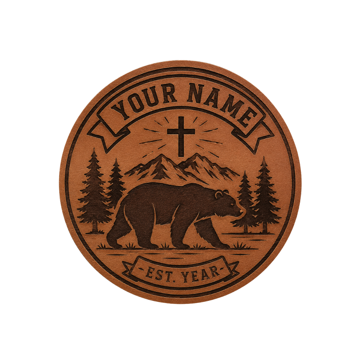 Personalized Christian Wilderness Bear Leather Patch Hat