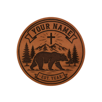 Personalized Christian Wilderness Bear Leather Patch Hat
