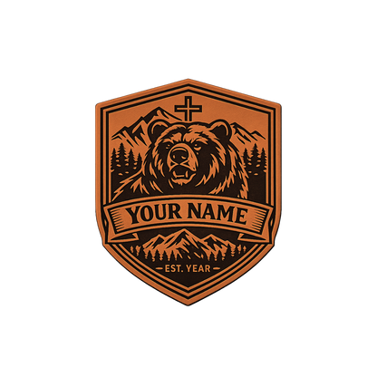 Personalized Christian Bear Leather Patch Trucker Hat – Faith in the Wilderness