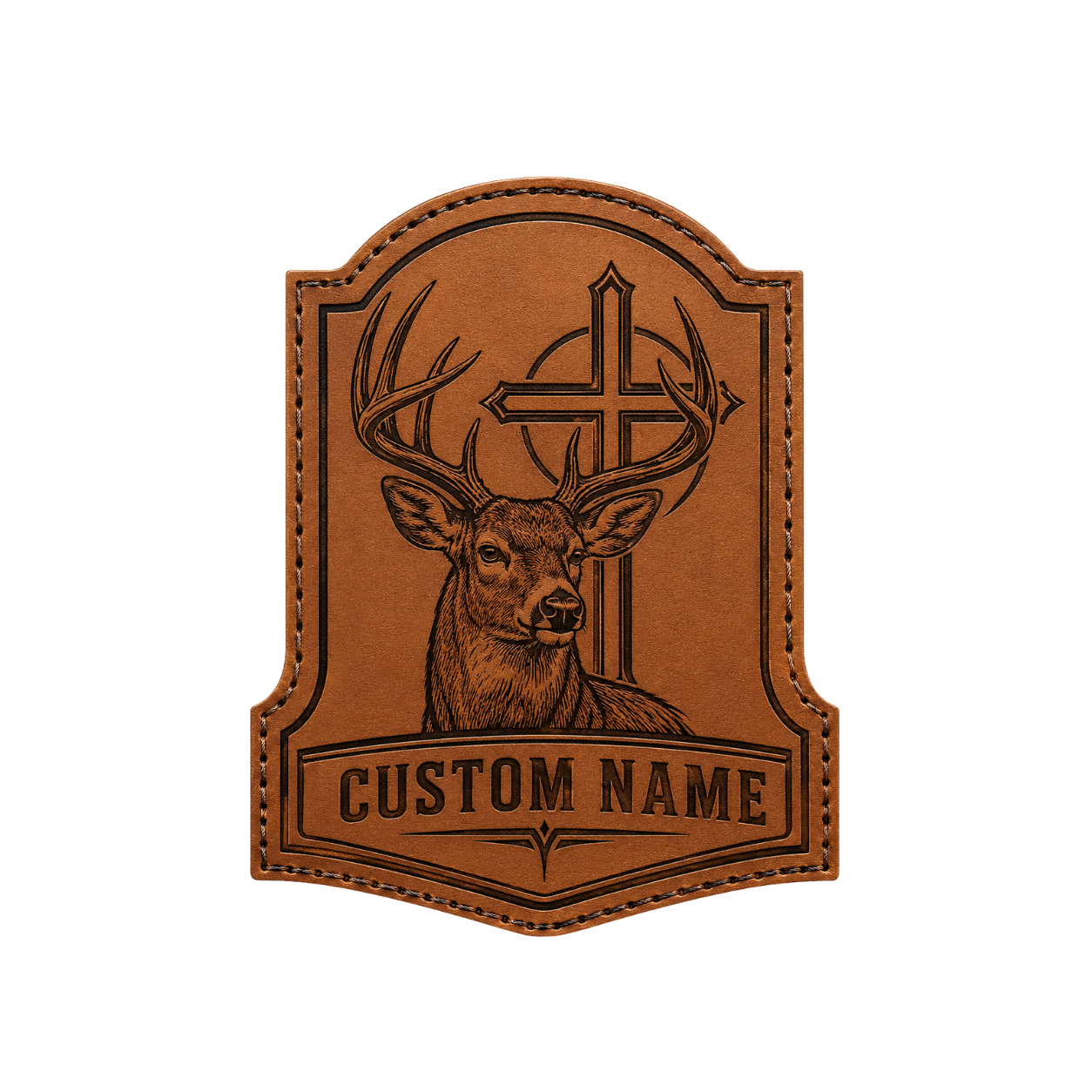 Personalized Christian Buck Leather Patch Trucker Hat