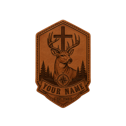 Personalized Christian Deer Compass Leather Patch Trucker Hat