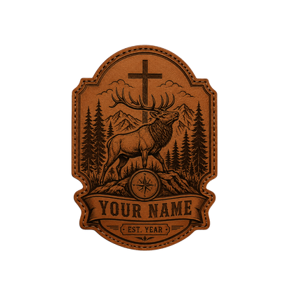 Personalized Christian Elk Mountain Leather Patch Trucker Hat