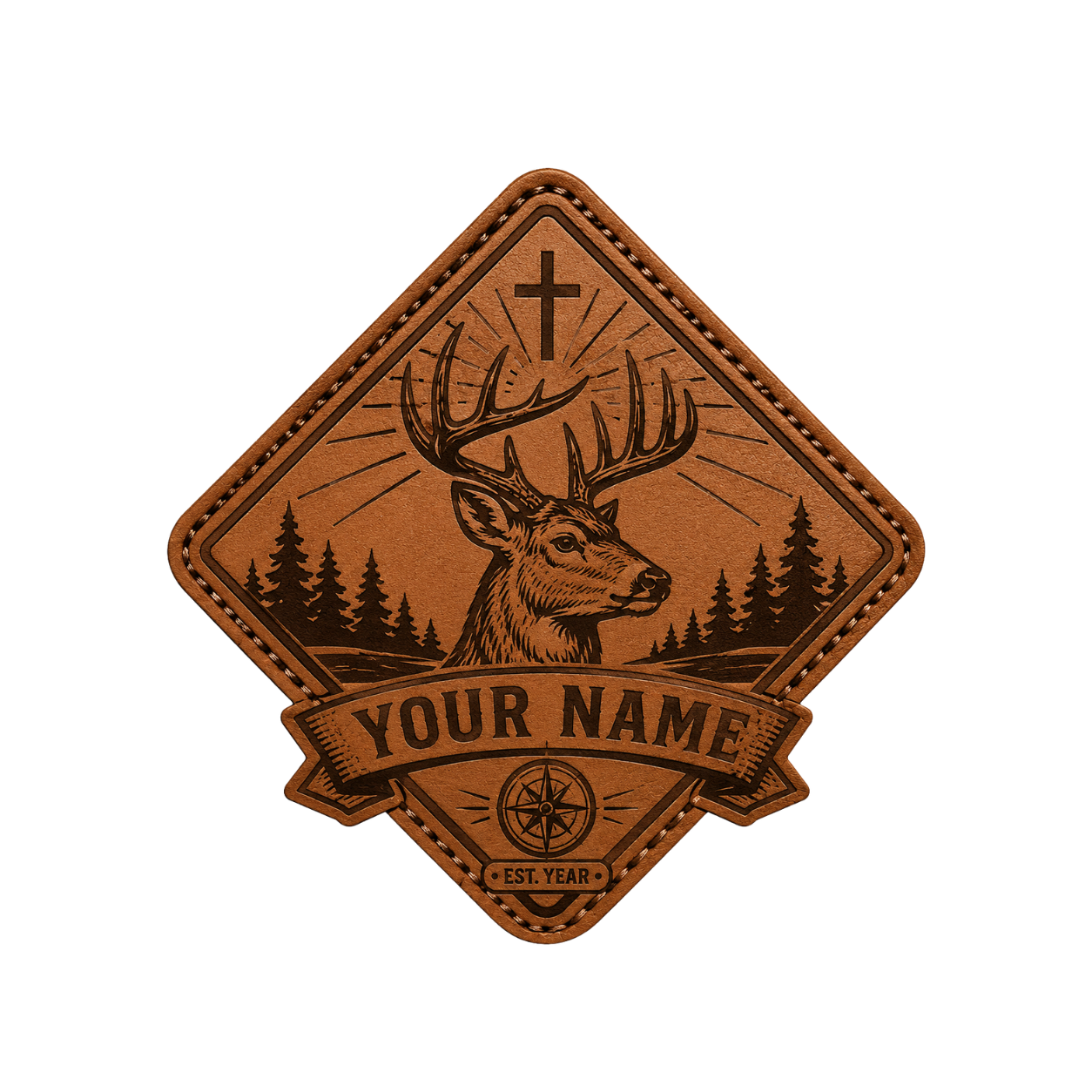 Personalized Christian Deer Diamond Leather Patch Trucker Hat