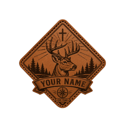 Personalized Christian Deer Diamond Leather Patch Trucker Hat