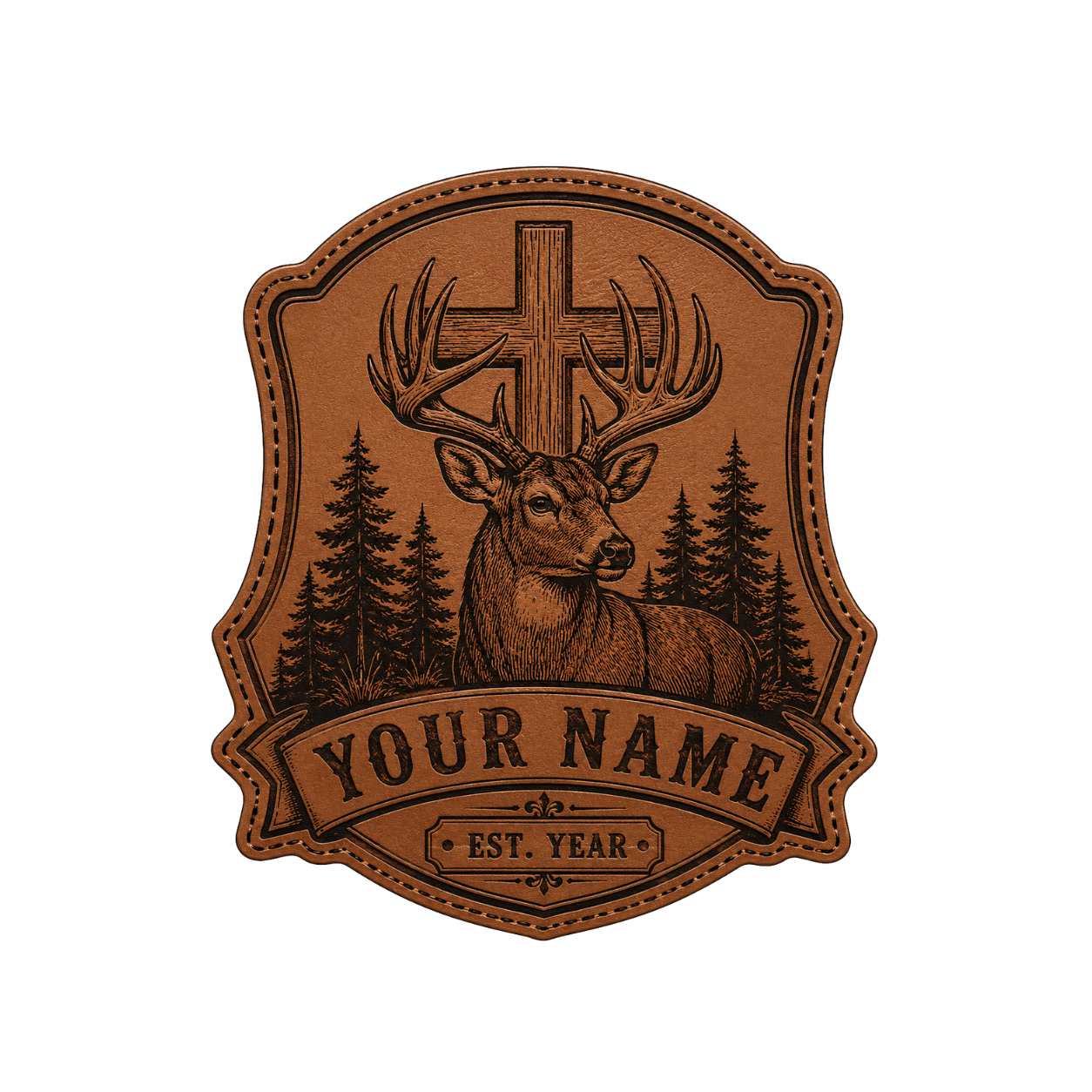 Personalized Christian Whitetail Deer Leather Patch Trucker Hat
