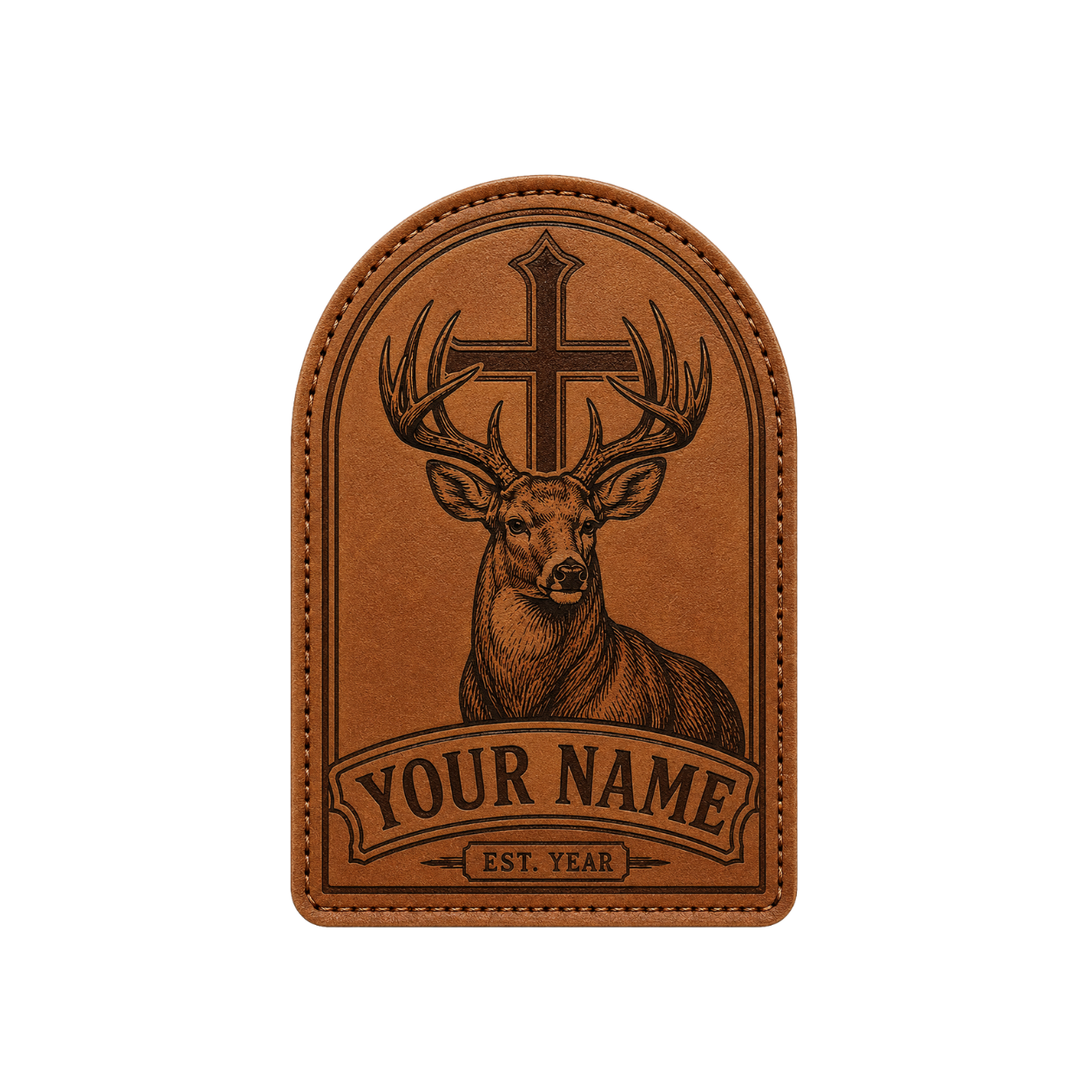 Personalized Christian Whitetail Deer Leather Patch Trucker Hat