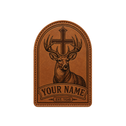 Personalized Christian Whitetail Deer Leather Patch Trucker Hat