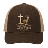 Psalm 42:1 Deer and Cross Embroidered Trucker Hat – Christian Cap