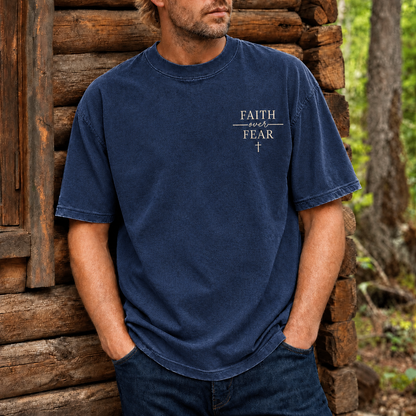 Faith Over Fear – Minimalist Left Chest Embroidered Comfort Colors 1717 Tee